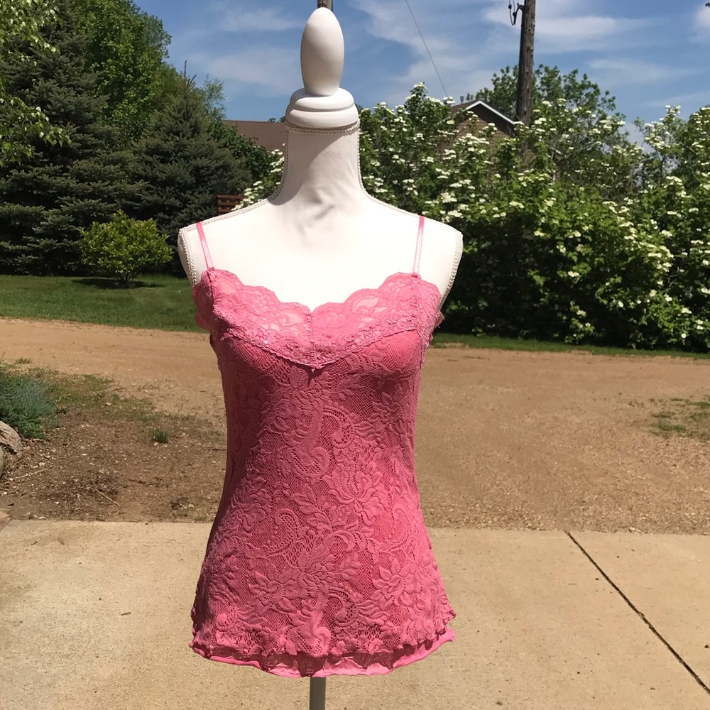 Vanity Lace and Sequin Pink Tank Top